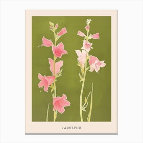 Pink & Green Larkspur 1 Flower Poster Canvas Print