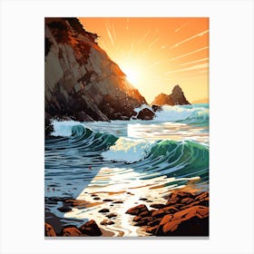 A Painting Of Pfeiffer Beach, Big Sur California Usa 6 Canvas Print
