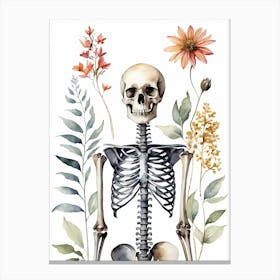 Floral Skeleton Watercolor Painting (33) Canvas Print