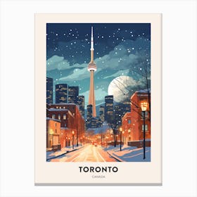 Winter Night  Travel Poster Toronto Canada 2 Canvas Print