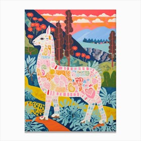 Maximalist Animal Painting Llama 1 Canvas Print
