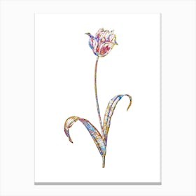 Stained Glass Didier's Tulip Mosaic Botanical Illustration on White Canvas Print