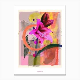 Amaryllis 3 Neon Flower Collage Poster Canvas Print