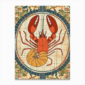Lobster On A Plate Art Deco Inspired 4 Canvas Print