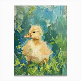 Duckling In Grass Canvas Print