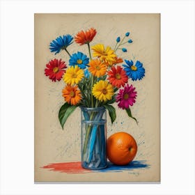 Colorful Flowers In A Vase 3 Canvas Print