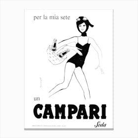 Campari Soda Summer Cocktails Bar Retro Poster Canvas Print