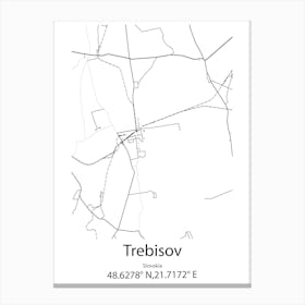 Trebisov,Slovakia Minimalist Map Canvas Print