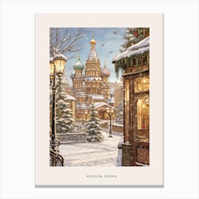 Vintage Winter Poster Moscow Russia 1 Canvas Print