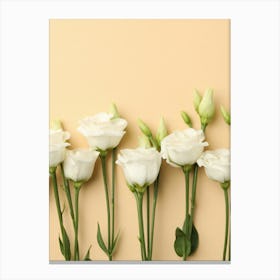 White Roses On A Yellow Background Canvas Print