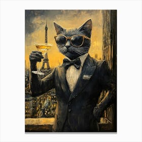 Cat In Paris 1 Canvas Print