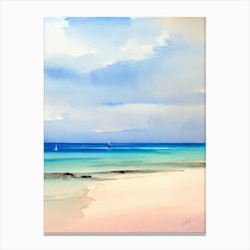 Orient Bay Beach 2, St Martin Watercolour Canvas Print