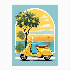 Vespa On The Beach Canvas Print