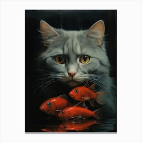 Cat And Fish 4 Canvas Print