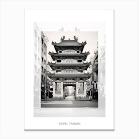 Poster Of Taipei, Taiwan, Black And White Old Photo 4 Canvas Print