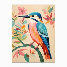 Pink Scandi Kingfisher 3 Canvas Print