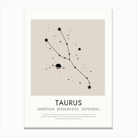 Taurus Zodiac Print Canvas Print