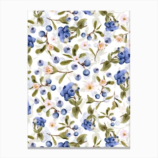 Scandinavian Midsummer Blueberry Meadow Canvas Print