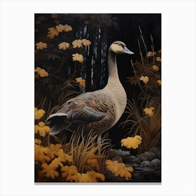 Dark And Moody Botanical Goose 3 Canvas Print