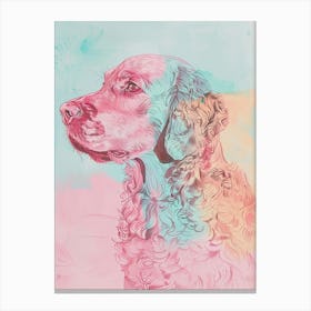 Teal & Pink Pastel Coated Retriever Dog Canvas Print
