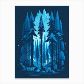A Fantasy Forest At Night In Blue Theme 29 Canvas Print