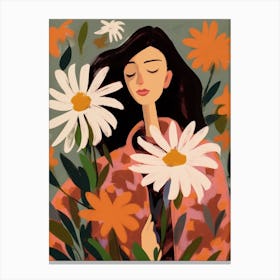 Woman With Autumnal Flowers Edelweiss 2 Canvas Print