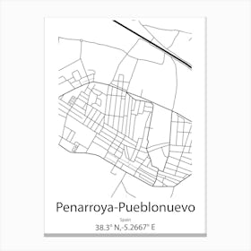 Penarroya Pueblonuevo,Spain Minimalist Map Canvas Print