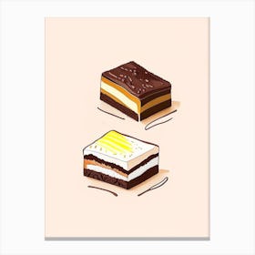 S Mores Brownies Dessert Minimal Line Drawing Flower Canvas Print