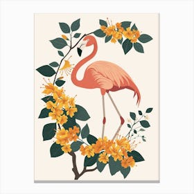 Jamess Flamingo And Bougainvillea Minimalist Illustration 1 Canvas Print