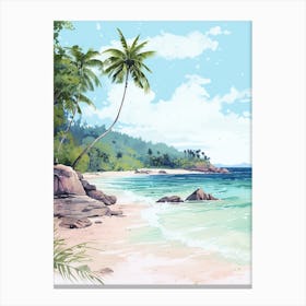 A Sketch Of Anse Cocos, La Digue Seychelles 1 Canvas Print