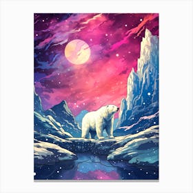 Polar Bear In The Snow Canvas Print