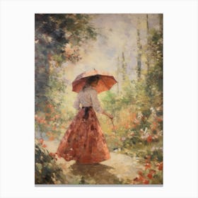 Woman In Rose Garden Painting Canvas Print