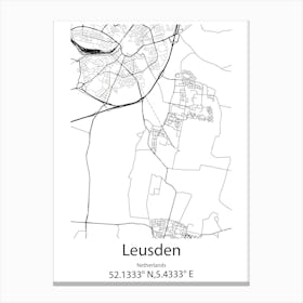 Leusden,Netherlands Minimalist Map Canvas Print