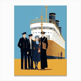 Titanic Family Boarding Ship Minimalist Illustration 2 Canvas Print