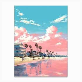 An Illustration In Pink Tones Of  Gulfport Beach Mississippi 1 Canvas Print