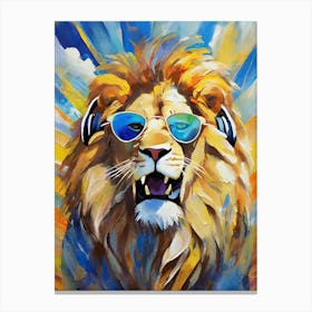 Lion In Sunglasses 2 Canvas Print