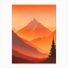 Misty Mountains Vertical Composition In Orange Tone 319 Canvas Print