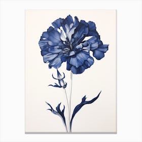 Blue Botanical Carnation 2 Canvas Print