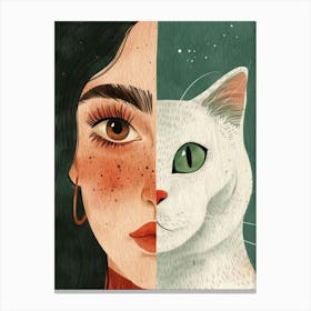 Cat And Girl 2 Canvas Print