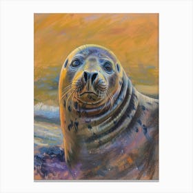 Elephant Seal Pastel Watercolour 1 Canvas Print