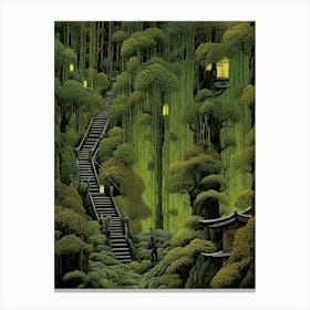 Bamboo Forest Japanese Illustration 1 Canvas Print
