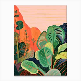 Boho Plant Painting Philodendron Brasil 3 Canvas Print