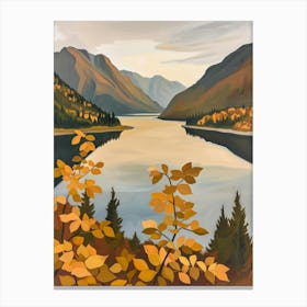 Autumn Leaves On A Lake Canvas Print