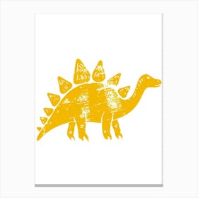 Mustard Stegosarus Silhouette Canvas Print