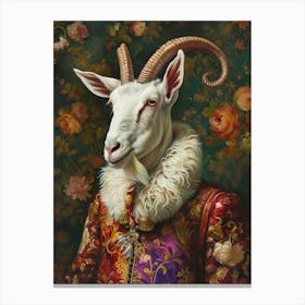 Goat In Medieval Clothes Portrait Canvas Print