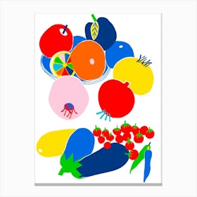 Fruit and vegetables illustration Canvas Print