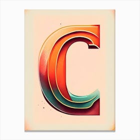 C, Letter, Alphabet Retro Drawing 1 Canvas Print