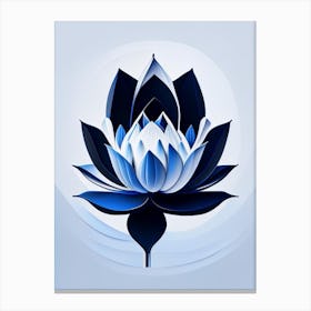 Blue Lotus Black And White Geometric 3 Canvas Print