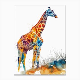 Giraffe On The Hill Watercolour 3 Canvas Print