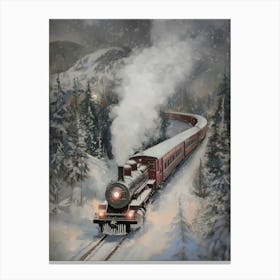 Winter Forest Train Canvas Print